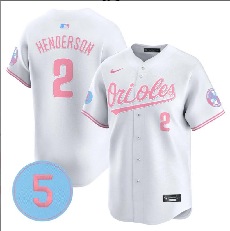 Men Baltimore Orioles #2 Henderson white 2024 Nike MLB jersey.